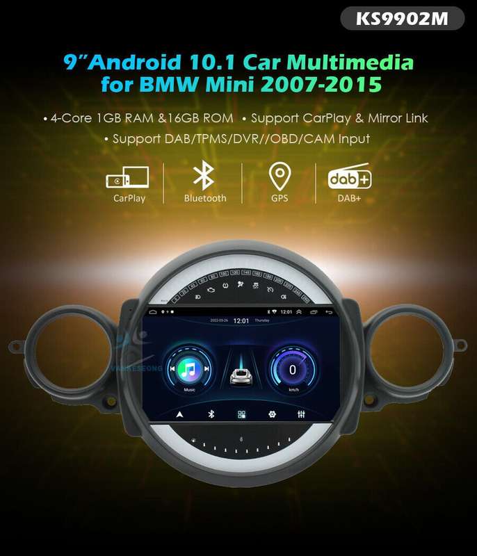 9" Car Radio For BMW Mini 2007-2015 Android GPS Sat Nav CarPlay Stereo DAB+ WIFI