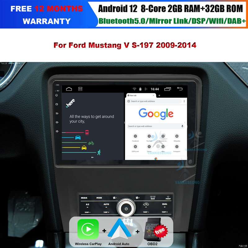 CarPlay For Ford Mustang V 2009-2014 Android 13 Car Stereo DAB Radio GPS Sat Nav