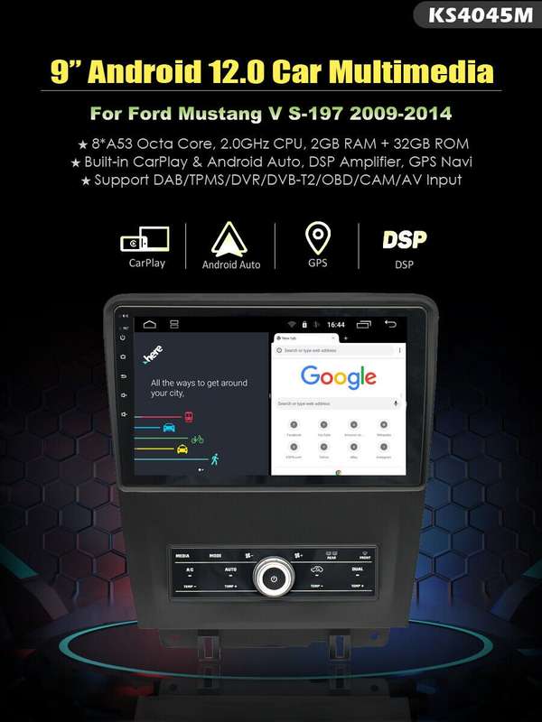 CarPlay For Ford Mustang V 2009-2014 Android 13 Car Stereo DAB Radio GPS Sat Nav