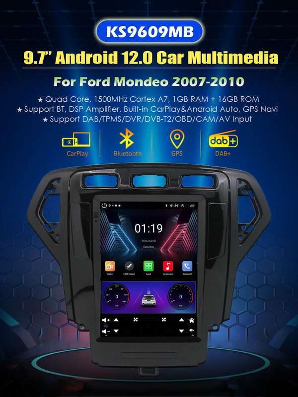 9.7" For Ford Mondeo 2007-2010 Stereo Sat Nav Display Screen Android CarPlay GPS