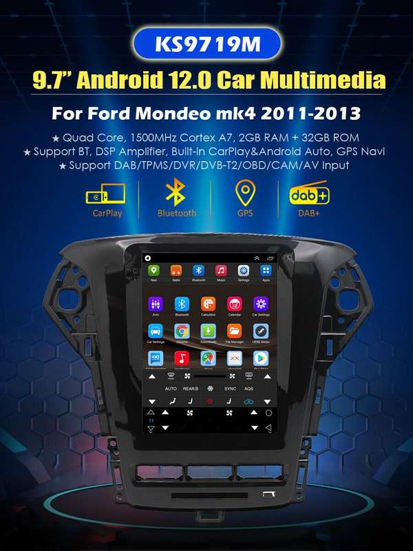 9.7" CarPlay Stereo For Ford Mondeo MK4 2011-2013 Android Radio GPS Sat Nav DAB+