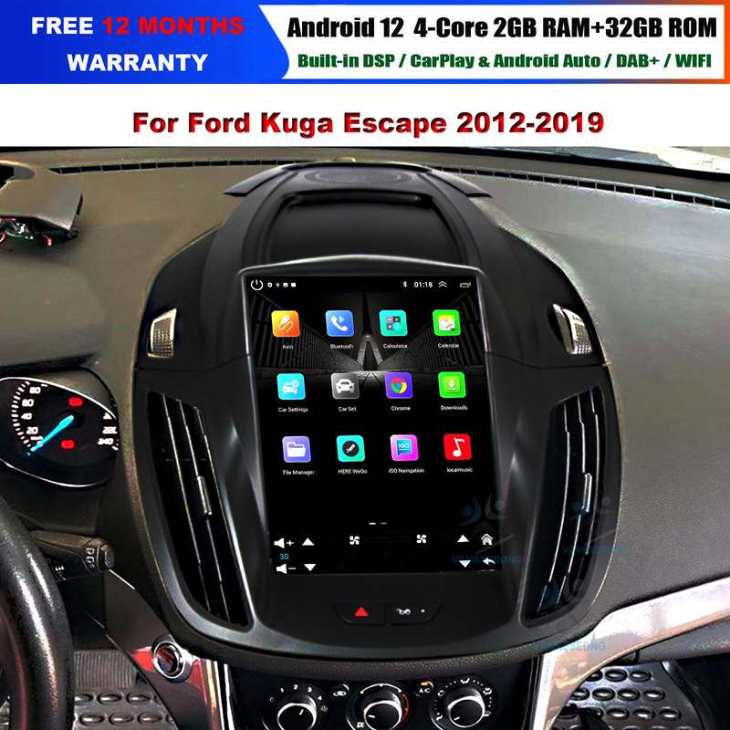 9.7" Android 12 CarPlay Autoradio DAB+GPS Sat Nav For Ford Kuga Escape 2012-2019