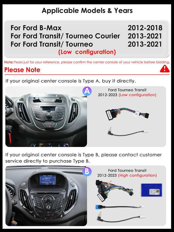 For Ford B-MaX Transit Tourneo 2013-2021 Car Stereo DAB+ Radio Navi Android Auto