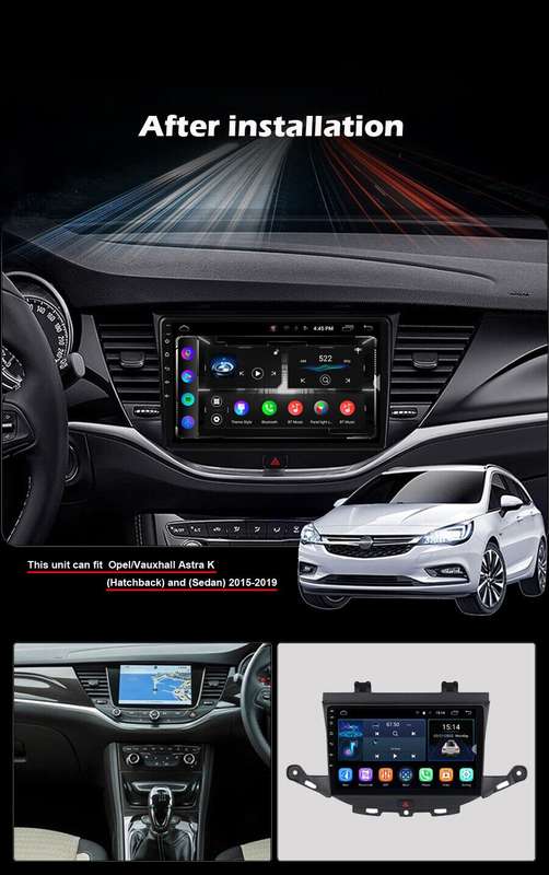 For Vauxhall Astra K 2015-2019 CarPlay Android Auto DAB Radio Stereo GPS Sat Nav