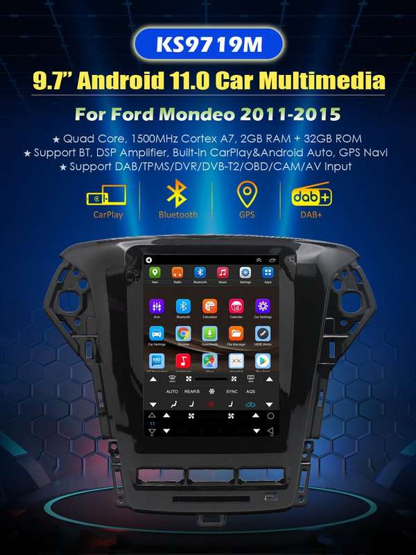 9.7"GPS SatNav For Ford Mondeo MK4 2011-2015 Android 11 Car Stereo DAB+Head Unit