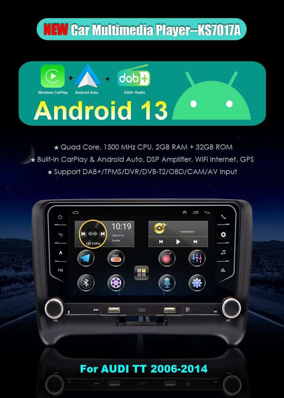 Android 13 CarPlay GPS Sat Nav wifi Car Stereo Radio dab+ For Audi TT 2006-2014