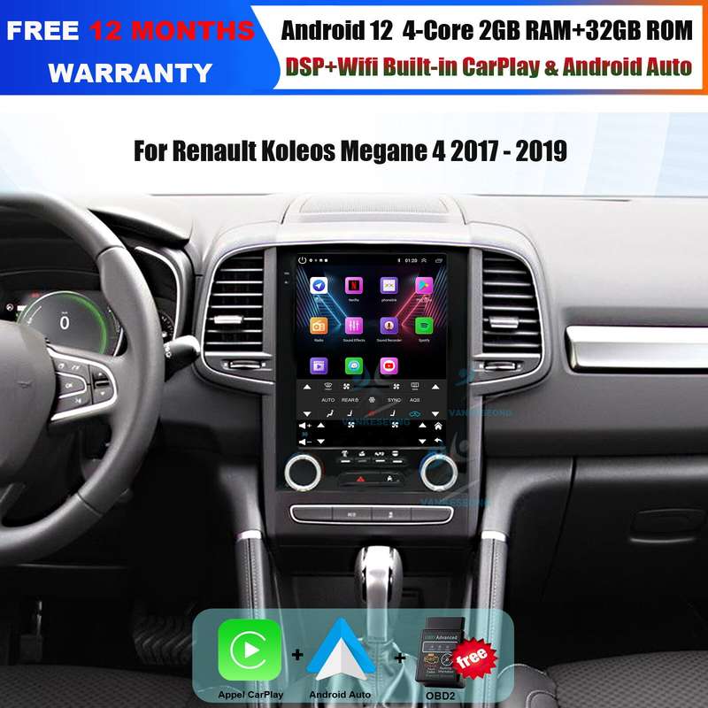 For Renault Megane 4 Koleos 2017-2019 Android Autoradio CarPlay GPS DAB+ Sat Nav