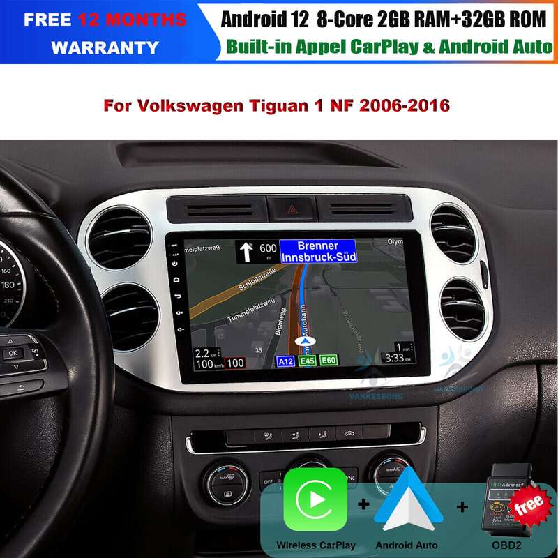 Android Auto For VW Tiguan 2006-2016 DAB Car Radio Head Unit CarPlay GPS Sat Nav