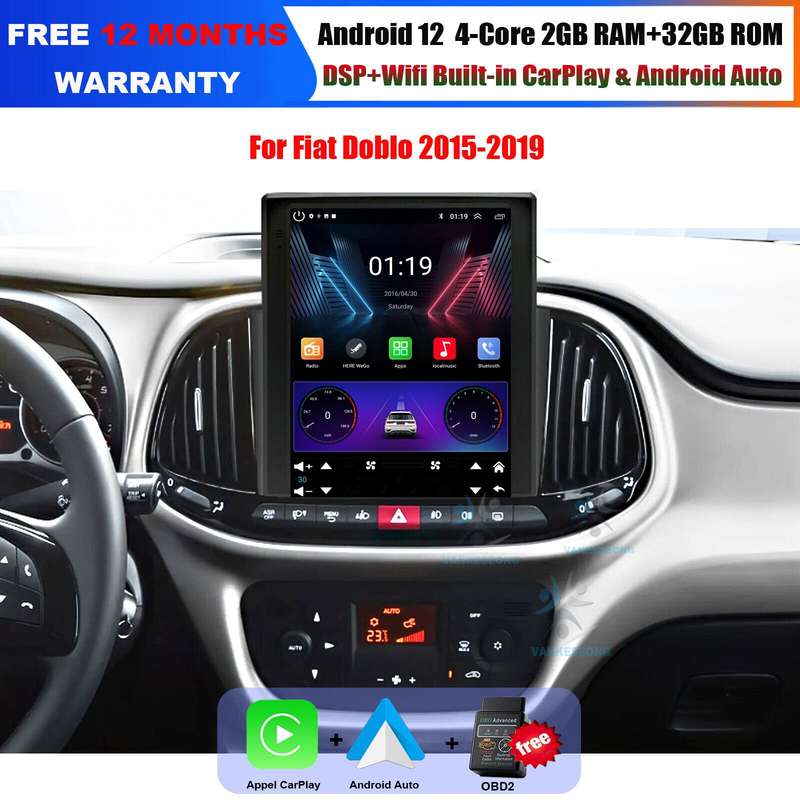 9.7"For Fiat Doblo 2015-2019 Car Stereo FM Radio DAB CarPlay GPS BT Android Auto