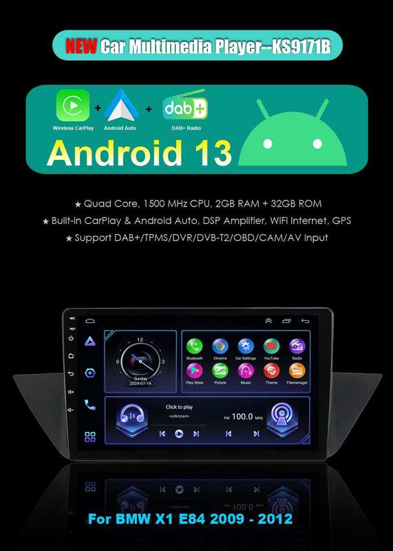 Android Auto CarPlay For BMW X1 E84 2009-2012 Radio Stereo GPS Sat Nav Head Unit