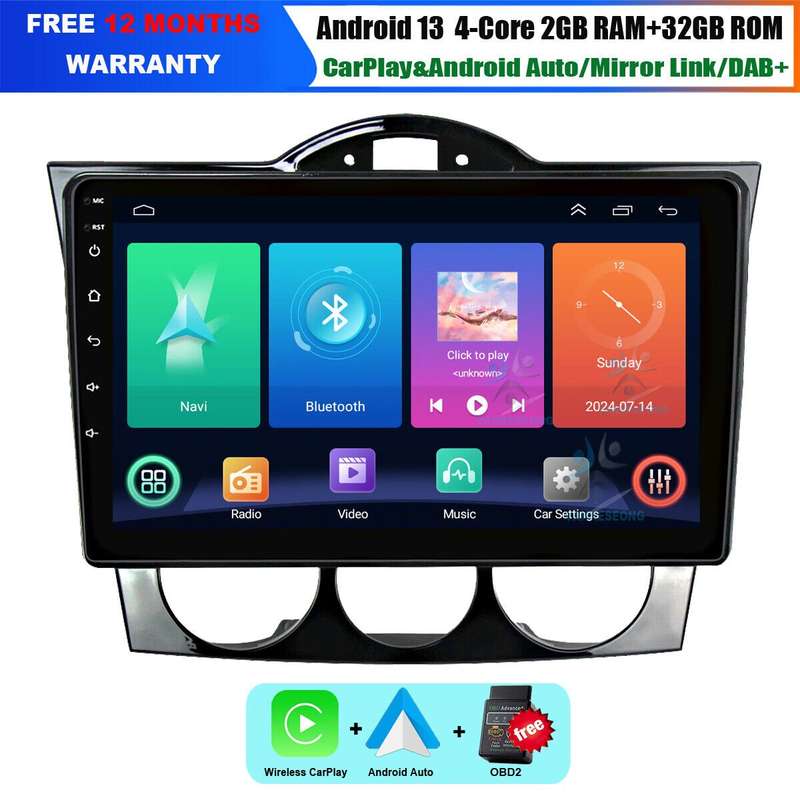 For Mazda RX-8 SE 2003-2008 CarPlay Autoradio GPS Android 13 Wifi Sat Nav BT DAB