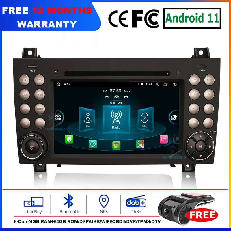 7"CarPlay Car Radio For Mercedes SLK R171 W171 DAB+Stereo Android 11 GPS SatNav