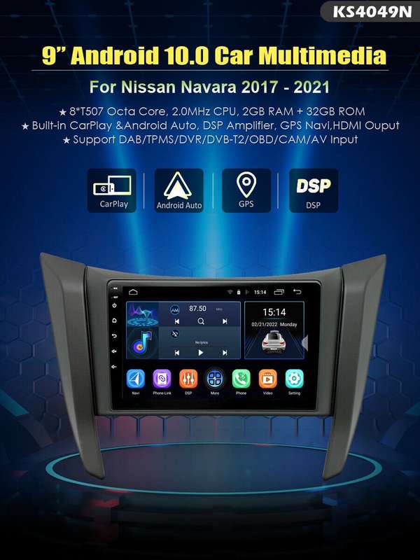 9" Car Radio For Nissan Navara 2017-2021 Android Head Unit GPS Navi Wifi Stereo
