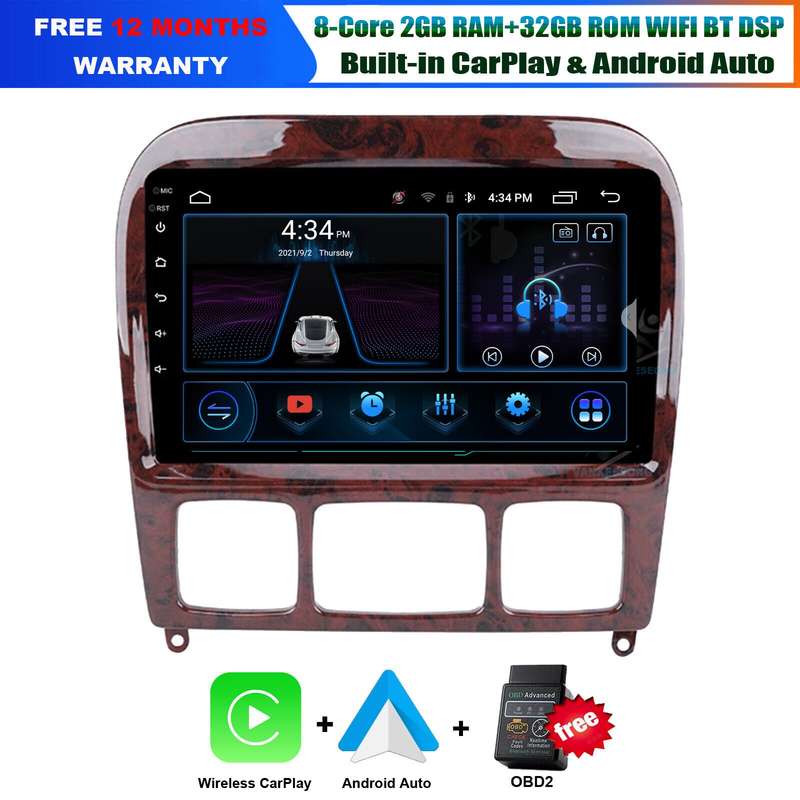 Android 12 CarPlay Car Stereo DAB+ GPS Radio For Mercedes S-Class W220 S500 S280