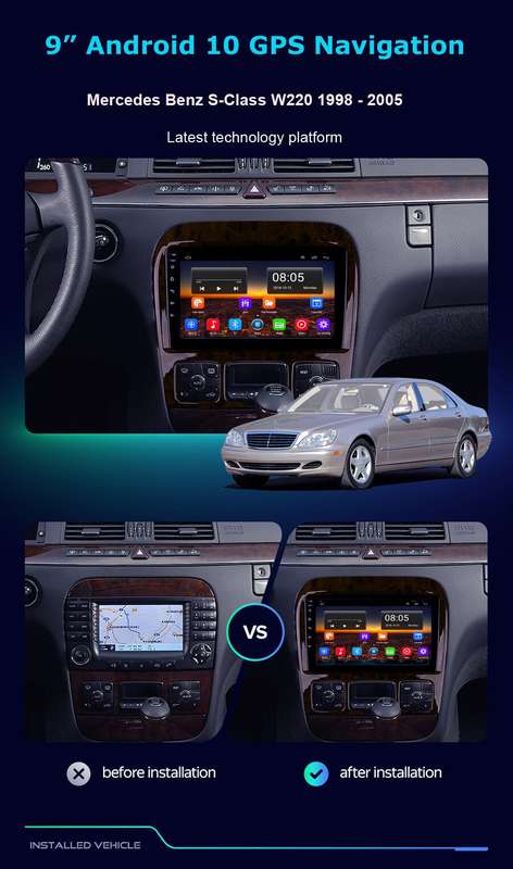 DVR+9" Android Car Stereo bt DAB Radio GPS Navigation For Mercedes S-Class W220
