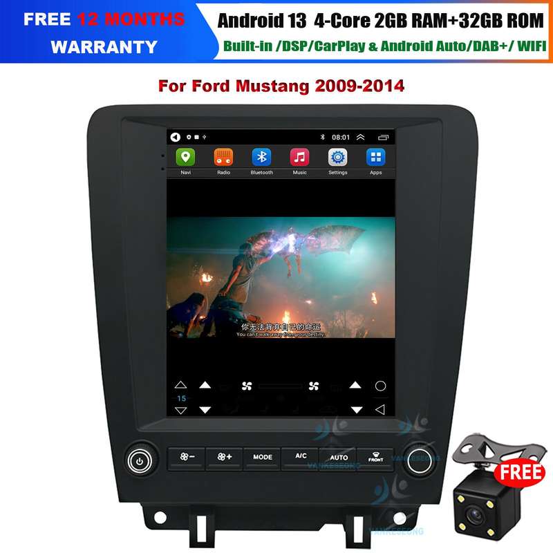 For Ford Mustang 2009-2014 DAB Autoradio Sat Nav Android 13 GPS CarPlay BT +Cam