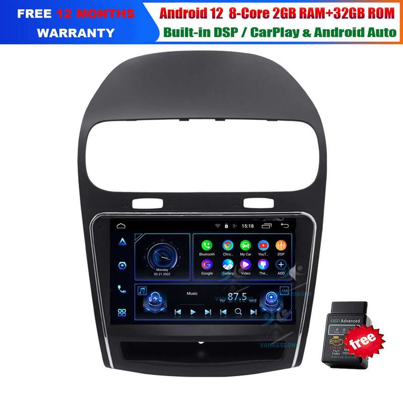 For Fiat Freemont 2011-2020 CarPlay Android Auto Head Unit FM Radio Stereo GPS