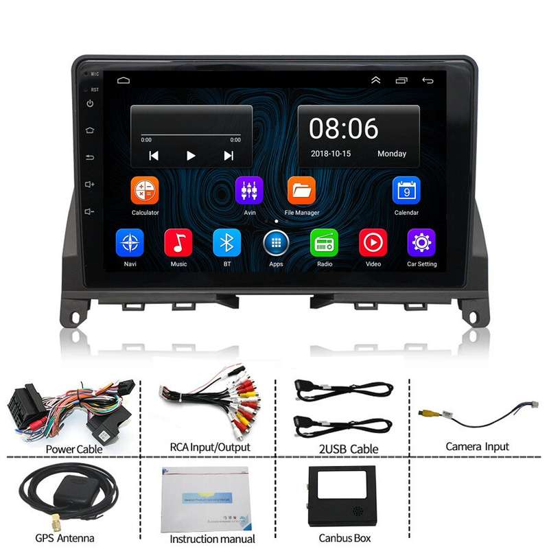 9" Android 12 CarPlay Car Stereo Radio GPS For Mercedes Benz C Class W204 S204