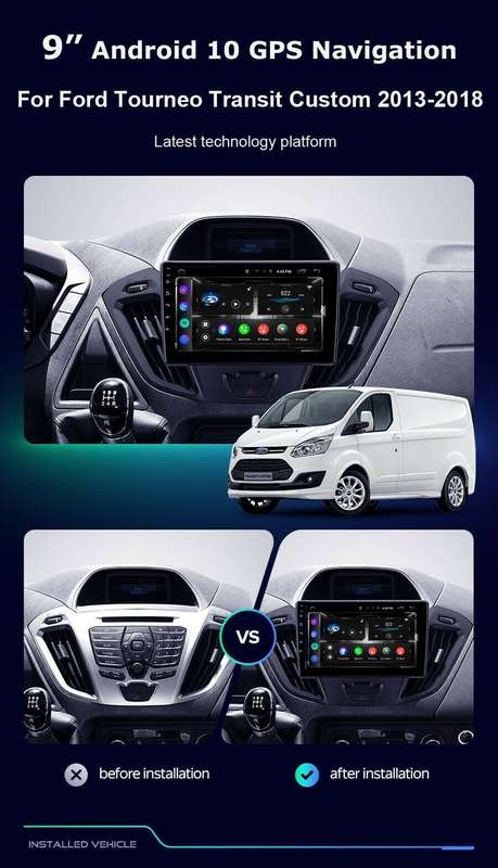 9" Android Touch Screen Car Radio GPS For Ford Transit Custom BT DAB CarPlay+DVR