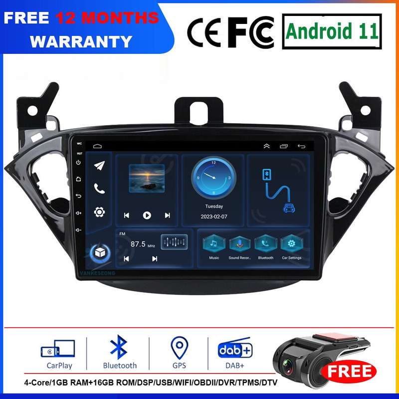 For Vauxhall Corsa 2014-2019 Android Head Unit Bluetooth DAB Radio Sat Nav GPS