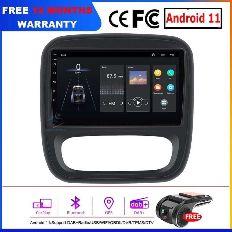 For Vauxhall Vivaro B 2014-2019 Car Stereo Android 12 9"GPS SatNav DAB+Radio USB