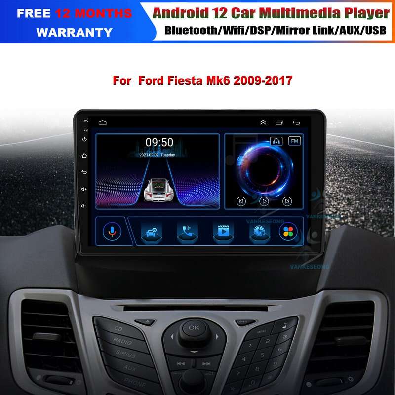 For Ford Fiesta Mk6 2009-2017 Android 12 Car Stereo SatNav GPS DAB Radio DSP BT