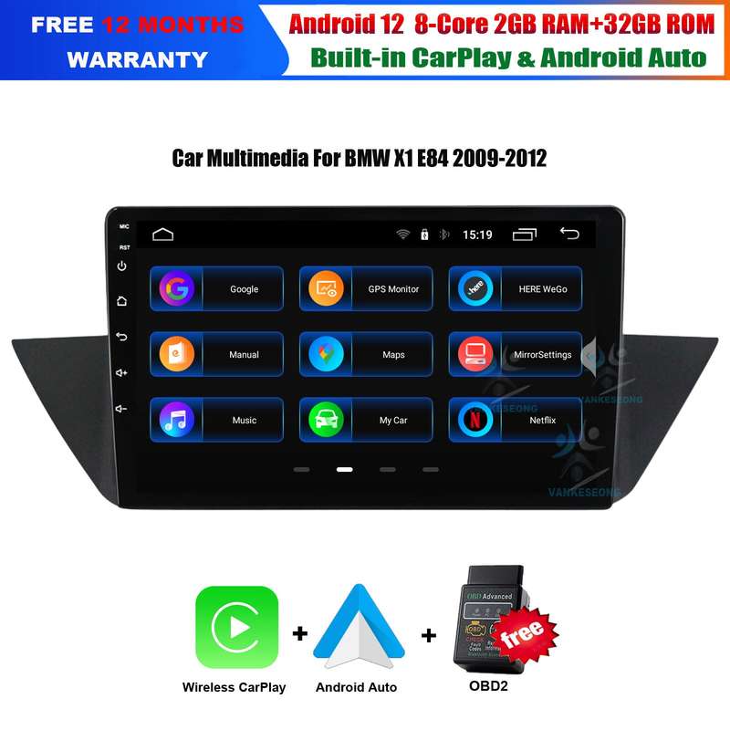 9" Android12 Car Stereo BT CarPlay Radio Head Unit GPS for BMW X1 E84 2009-2012