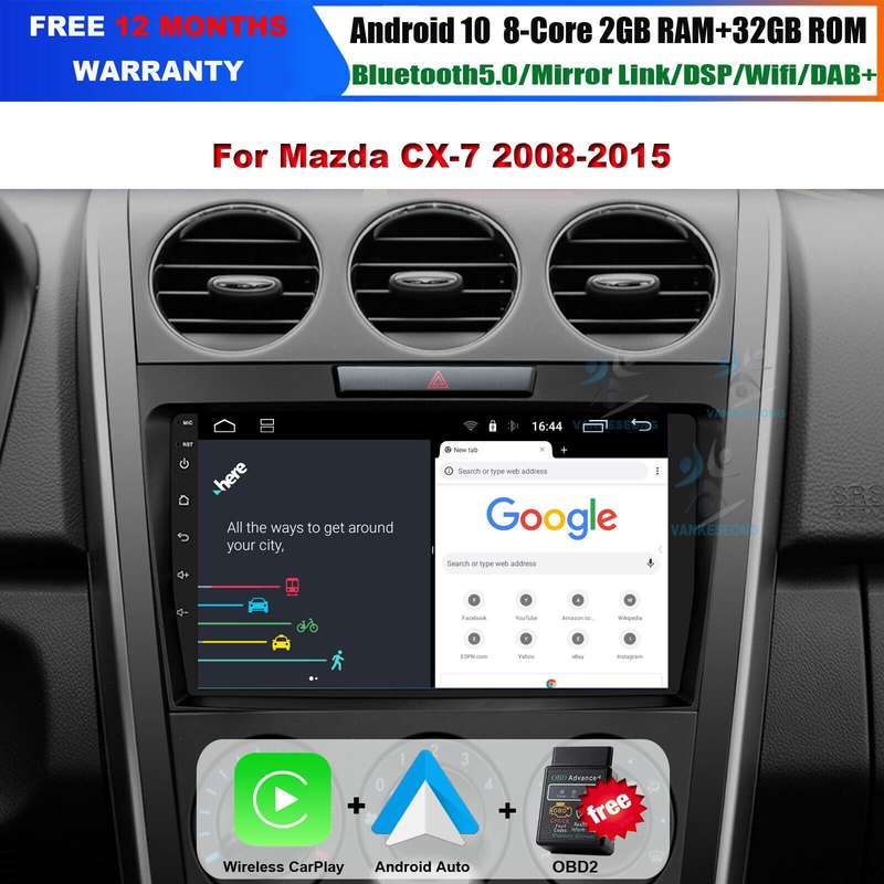 For Mazda CX-7 2007-2015 CarPlay Android Autoradio GPS Navigation BT DAB DSP OBD