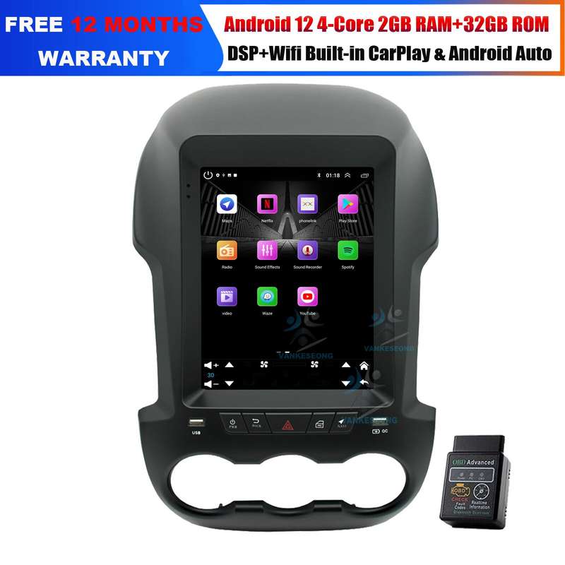 9.7" Android 12 CarPlay Autoradio GPS Navigation for Ford Ranger F250 2011-2016