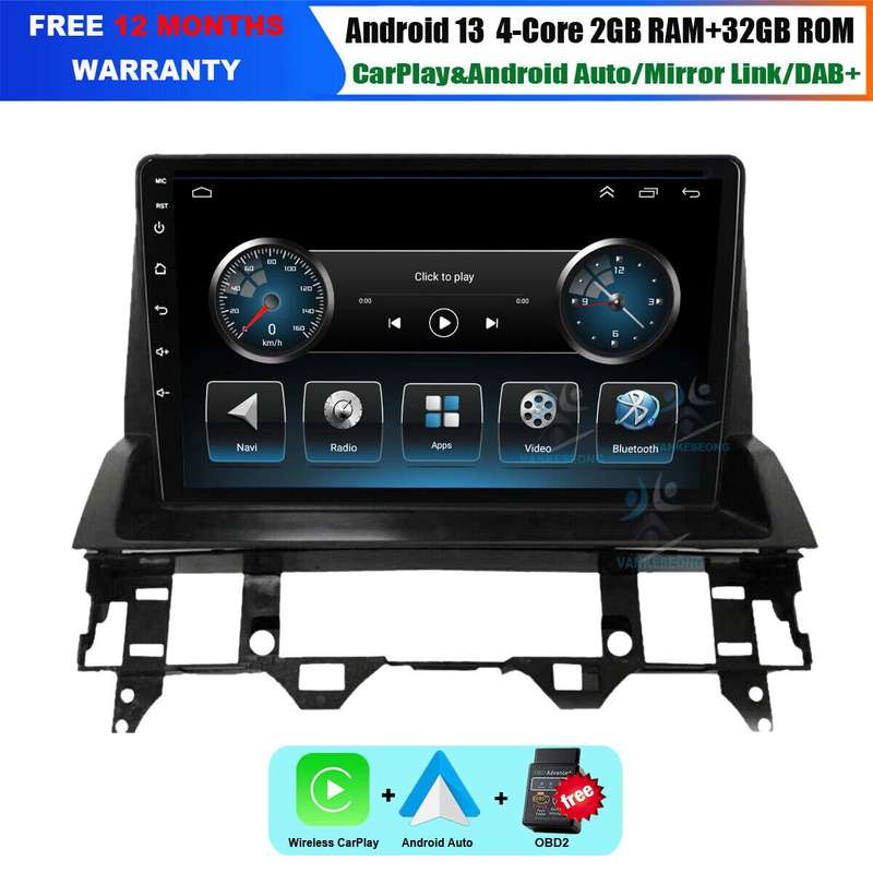 9" Autoradio GPS Navigation For MAZDA 6 2002-2008 Android 13 VideoBT CarPlay+OBD