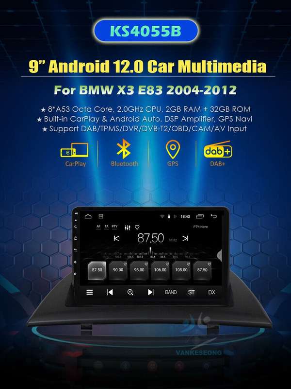 For BMW X3 E83 2003-2010 Car Multimedia CarPlay Android Radio Stereo GPS BT WIFI