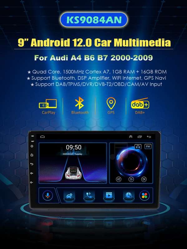 9" Car Radio For AUDI A4 S4 B6 B7 2002-2009 Touchscreen Head Unit GPS Navigation