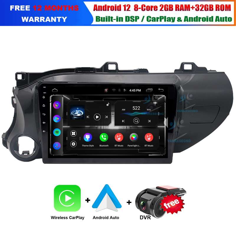 For Toyota Hilux Pick Up 2015-2020 Android Autoradio GPS Navigation BT DAB+ Wifi