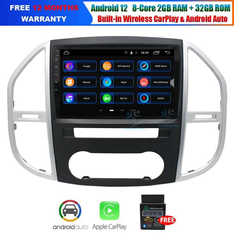 10.1"Car Radio For Mercedes Vito W447 CarPlay Stereo Android 12 GPS SatNav WiFi