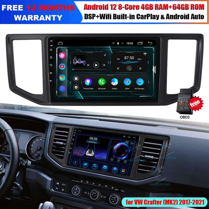 For VW Crafter MK2 MAN TGE DAB+ Autoradio CarPlay GPS Navi BT Android Auto 64GB