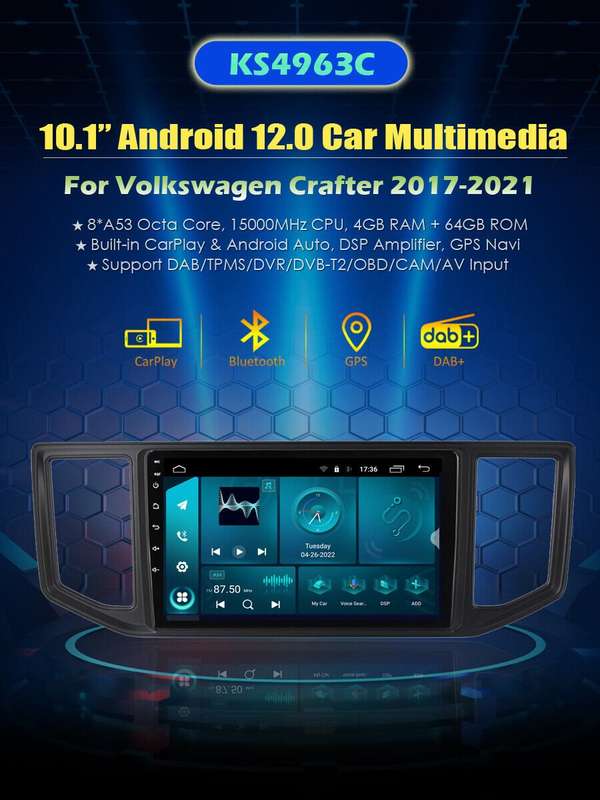 For VW Crafter MK2 MAN TGE DAB+ Autoradio CarPlay GPS Navi BT Android Auto 64GB