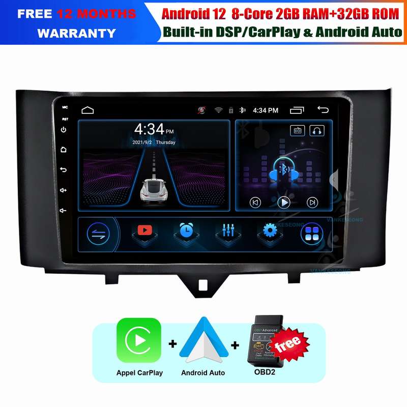 Android Auto Car Radio for Mercedes Smart Fortwo 451 2011-2015 CarPlay Head Unit