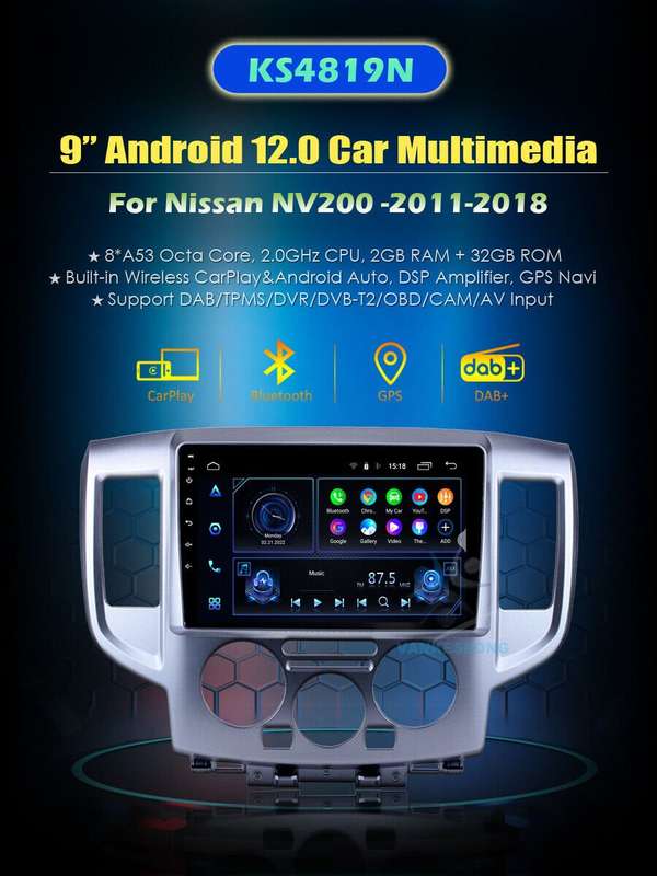 9" DAB+ Autoradio For Nissan NV200 2011-2018 Android Auto GPS Sat Navi DSP Wifi