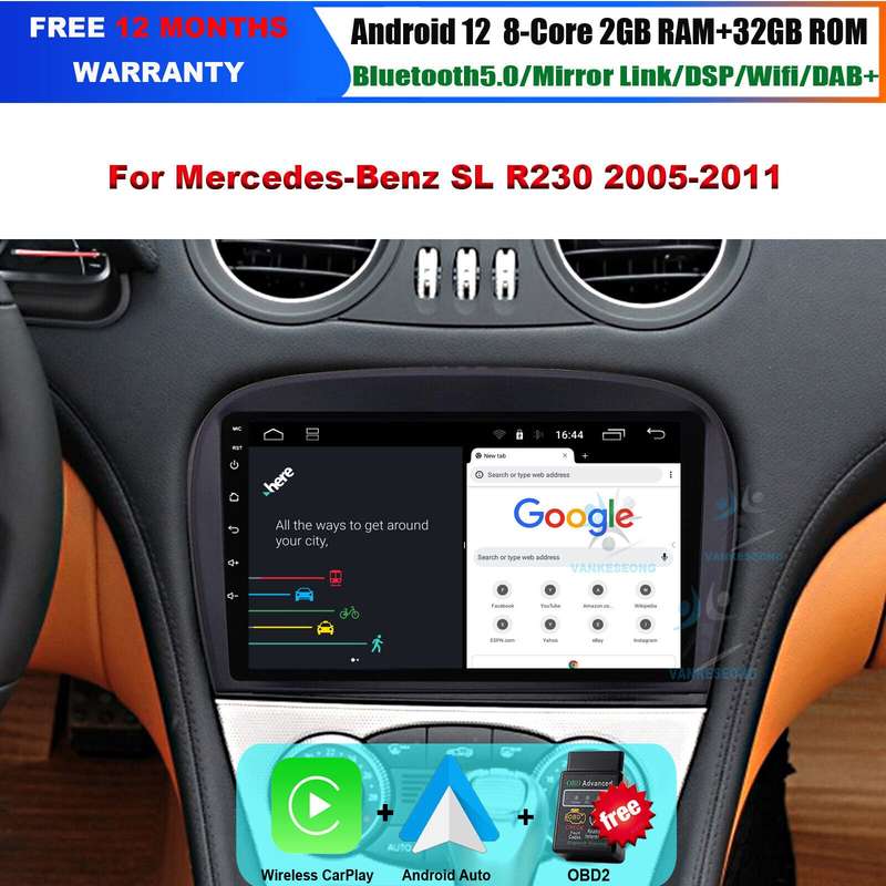 DAB+ Android Autoradio For Mercedes SL R230 2005-2011 BT CarPlay GPS Navigation