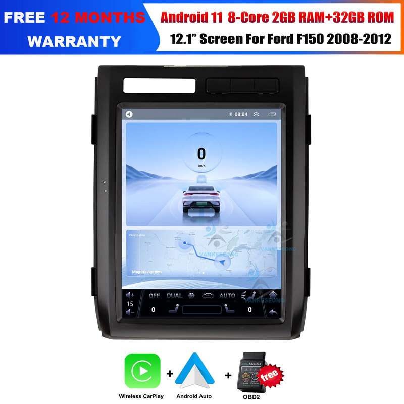 12.1"Android 11 CarPlay GPS Car Radio For Ford F150 2008-2012 DAB+WiFi Head Unit