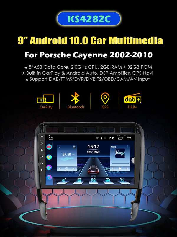 CarPlay Android Auto Radio For Porsche Cayenne 2002-2010 BT Car Stereo GPS Video