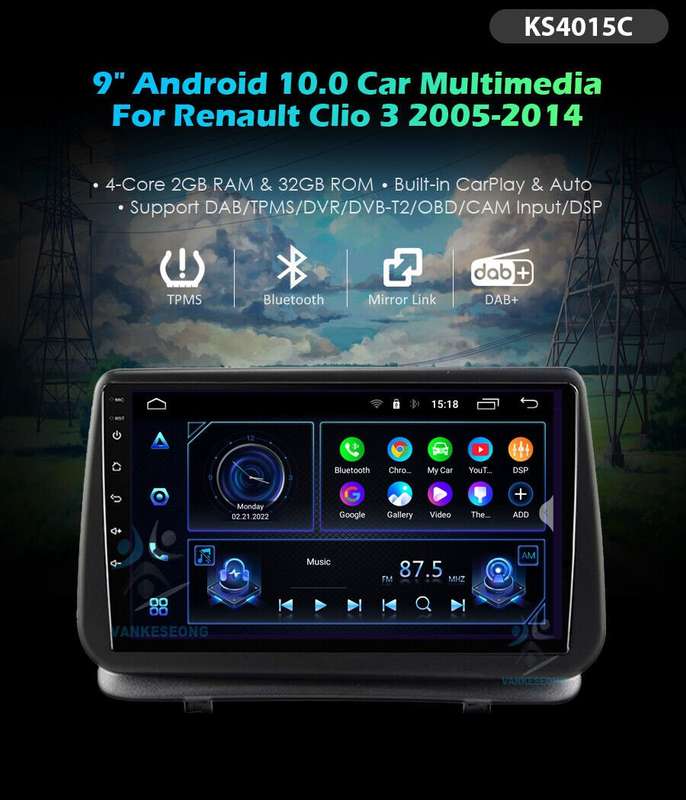 CarPlay GPS Head Unit For Renault Clio 3 2005-2014 Car Stereo DAB+Android10 32GB
