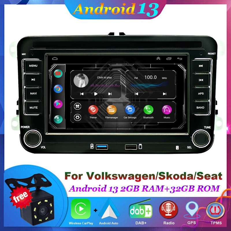 7" Car Radio For VW Transporter T5 T6 T28 T30 Android 13 CarPlay DAB+ SatNav GPS