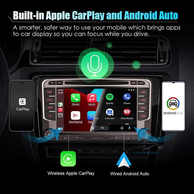 7Android 11 Double DIN Car Radio DVD CD Stereo DAB+GPS SatNav for VW Golf MK5/6