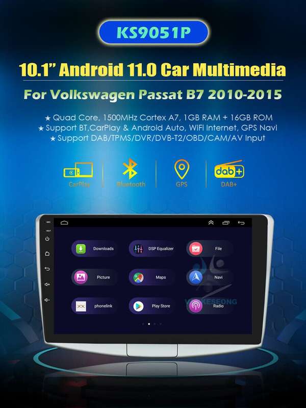 10.1" Android Autoradio DSP Wifi GPS Navigationsgerte For VW Passat B7 CC +Kam
