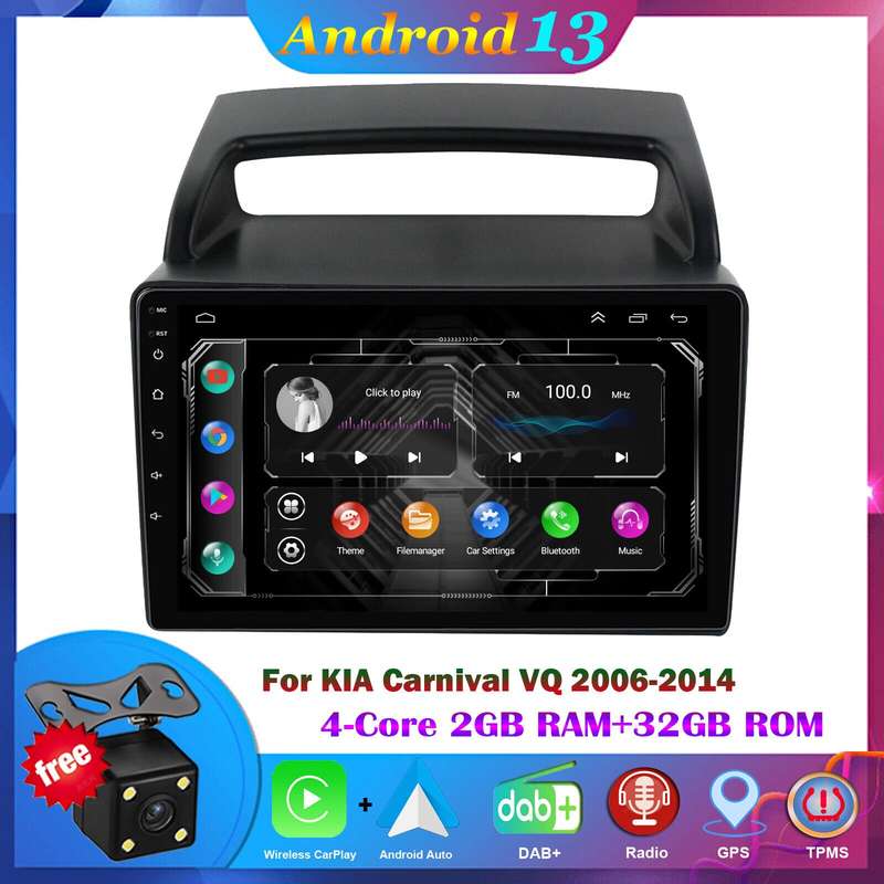 For Kia Carnival 2006-2014 DAB+ Android Auto Radio GPS Navigation BT CarPlay+Cam