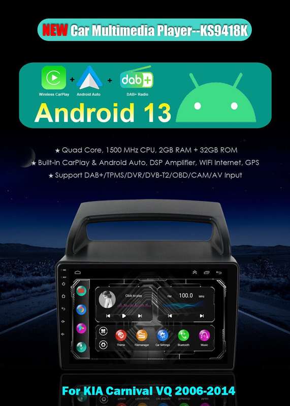 For Kia Carnival 2006-2014 DAB+ Android Auto Radio GPS Navigation BT CarPlay+Cam