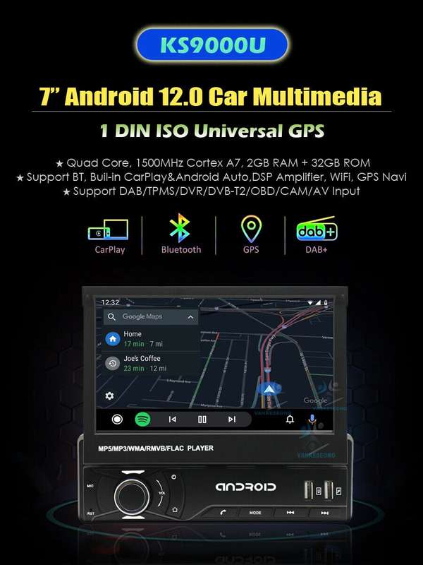 7" Single 1Din Car Stereo Radio Android Carplay Bluetooth Touch Screen GPS Navi