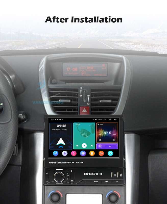 7" Single 1Din Car Stereo Radio Android Carplay Bluetooth Touch Screen GPS Navi