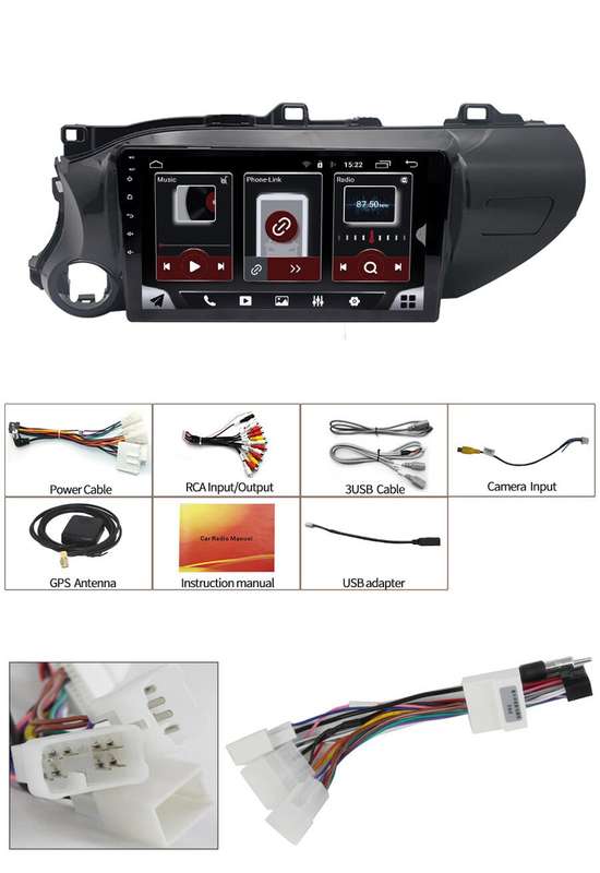 Android13 Autoradio GPS Navigation BT CarPlay For Toyota Hilux Pick Up 2015-2020